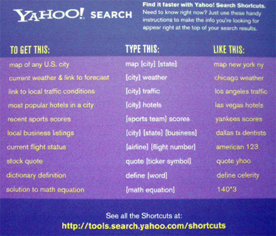 Yahoo! Shortcuts